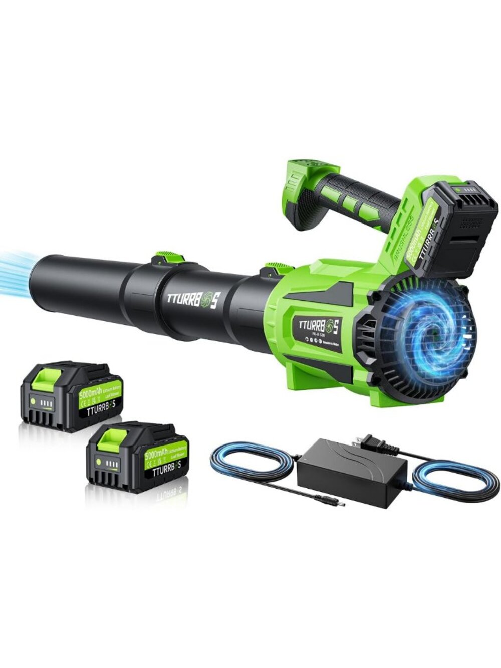 Cordless Electric Leaf Blower 650CFM, 2 Batteries, 6-Speed Modes, Powerful Lawn